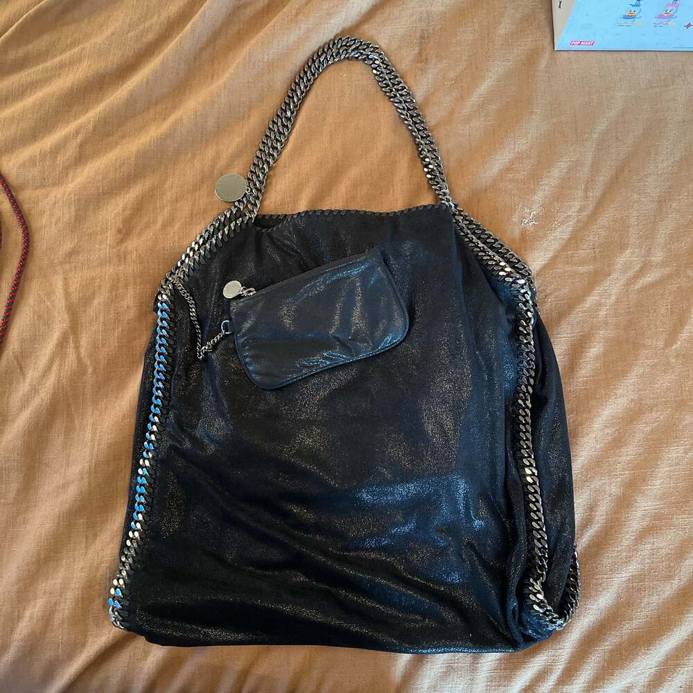 Stella McCartney Black Falabella Tote Shaggy Deer Bag